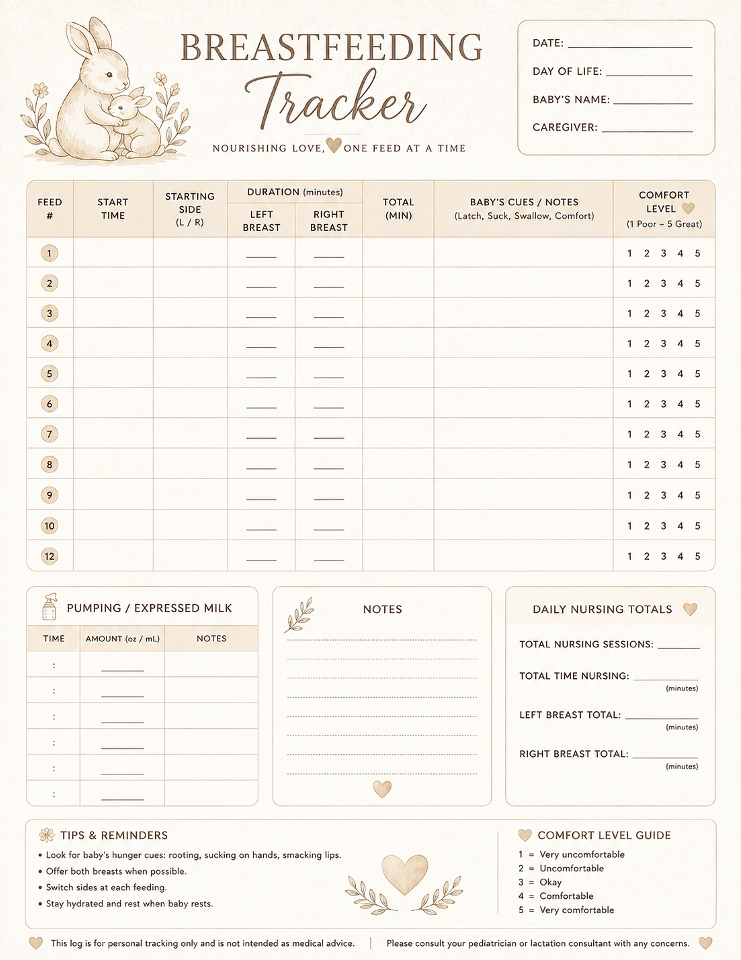 Newborn Baby & Parenting Logs Sample Pack